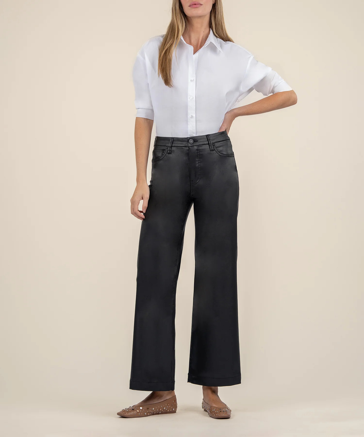Meg Coated High Rise Wide Leg, Long - Kut from the Kloth | Kut From Kloth