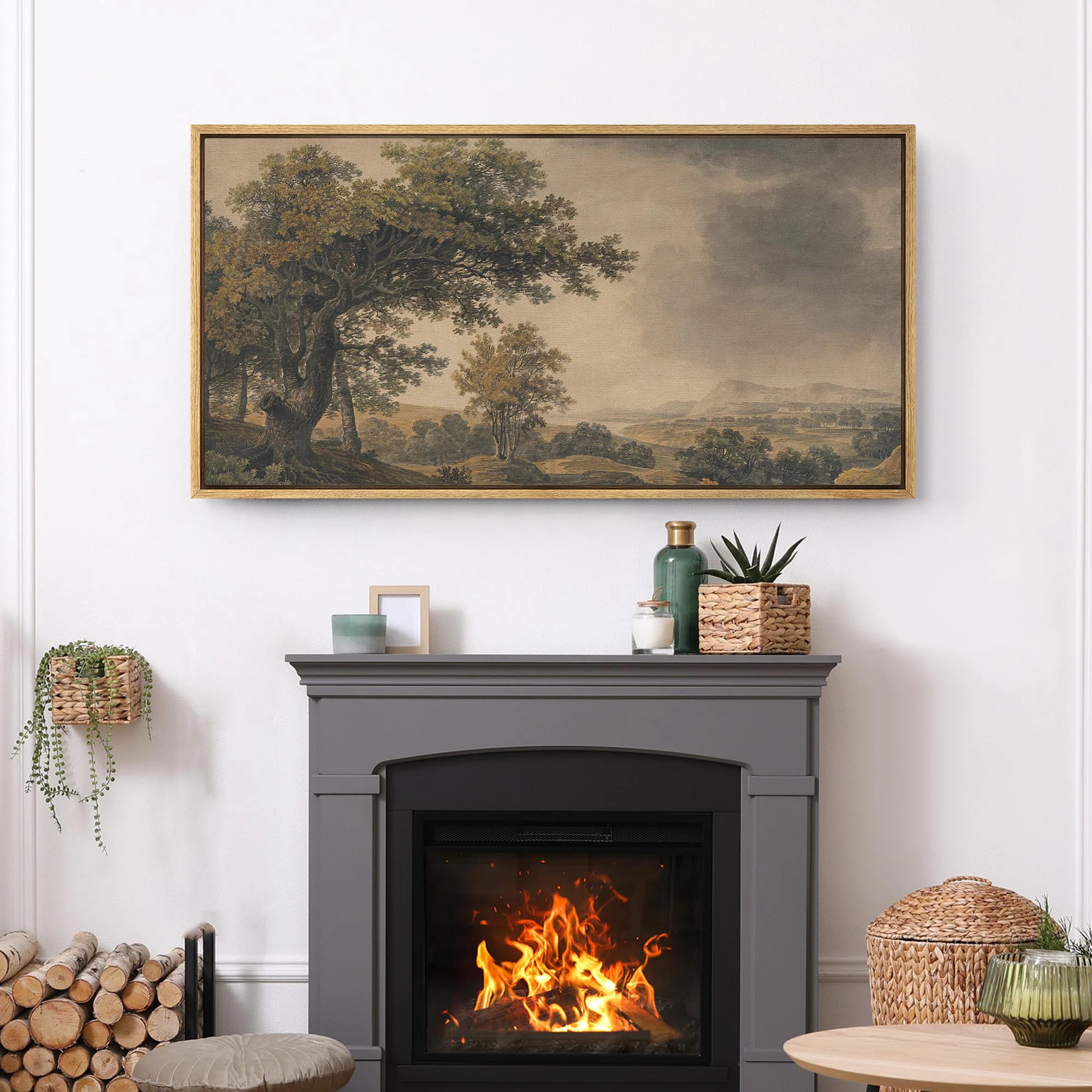 Pastoral Countryside Landscape with Trees Modern Art | Wayfair North America