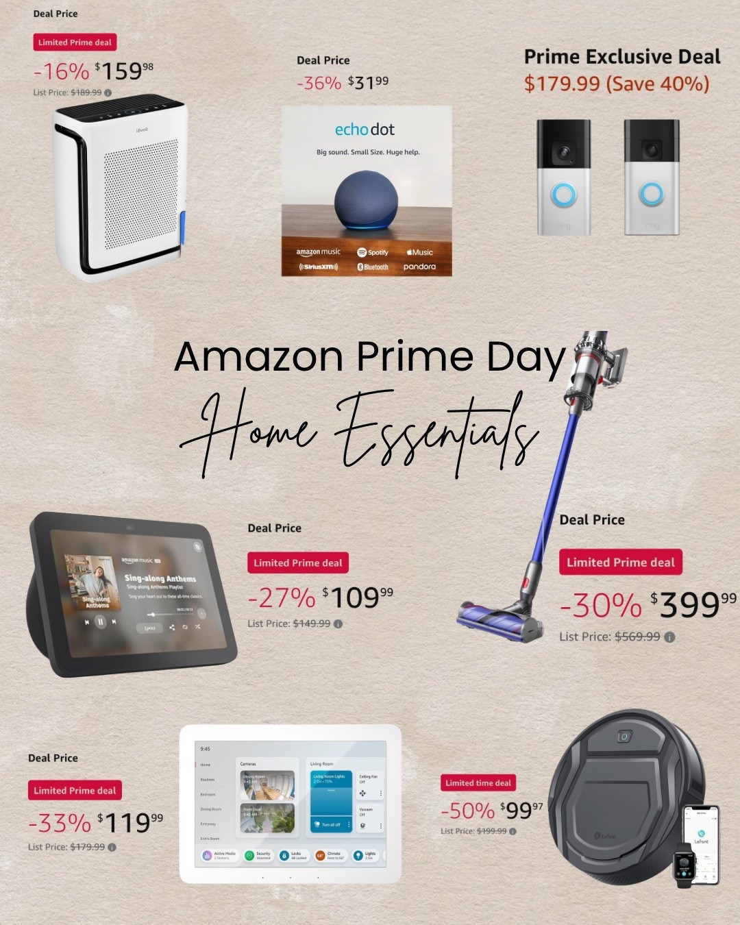 Prime Day Home Tech Deals You Can’t Miss
Upgrade your home with these top-rated Amazon Prime Day finds! From smart home must-haves like the Ring camera and Echo Show to everyday essentials like air purifiers and cordless vacuums—these are the deals worth grabbing now.
Perfect time to refresh your space, simplify your routine, and score major savings.
✨ Linked everything on my LTK for easy shopping!

#PrimeDayDeals #AmazonPrimeDay2025 #SmartHomeEssentials #HomeGadgets #AmazonFinds #RingCamera #EchoShow #CordlessVacuum #AirPurifier #AmazonTech #LTKHome #LTKTech #HomeUpgrades #SmartHomeDevices #HomeElectronics #GadgetGirl #HomeSecurity #TechSavvyHome #CleanHomeVibes #VacuumDeals #PrimeDayFinds #AmazonMustHaves #SmartLiving #ModernHomeStyle #AffordableTech #SmartHomeSetup #PrimeDayFavorites #AmazonLTK #HomeDeals #FairfieldCountyHomes #CTLifestyle

#LTKHome #LTKFindsUnder50 #LTKFamily