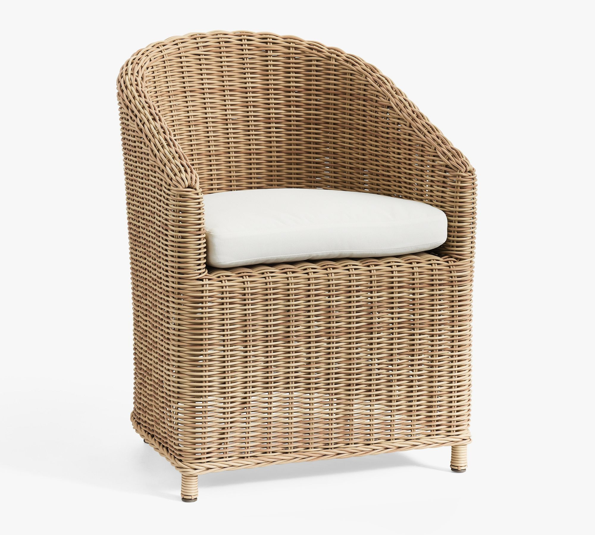 Huntington All-Weather Wicker Slope Arm Outdoor Dining Chair with Cushion, Natural | Pottery Barn (US)