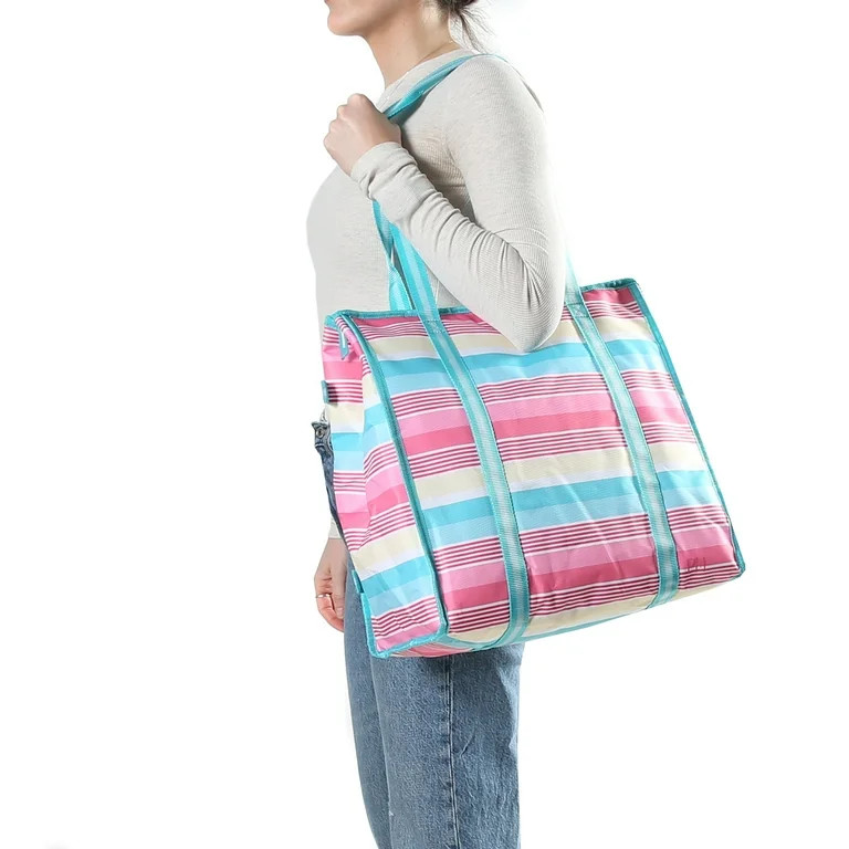 Paris Hilton 45-Can Foldable Insulated Tote Bag, Multi Stripe - Walmart.com | Walmart (US)