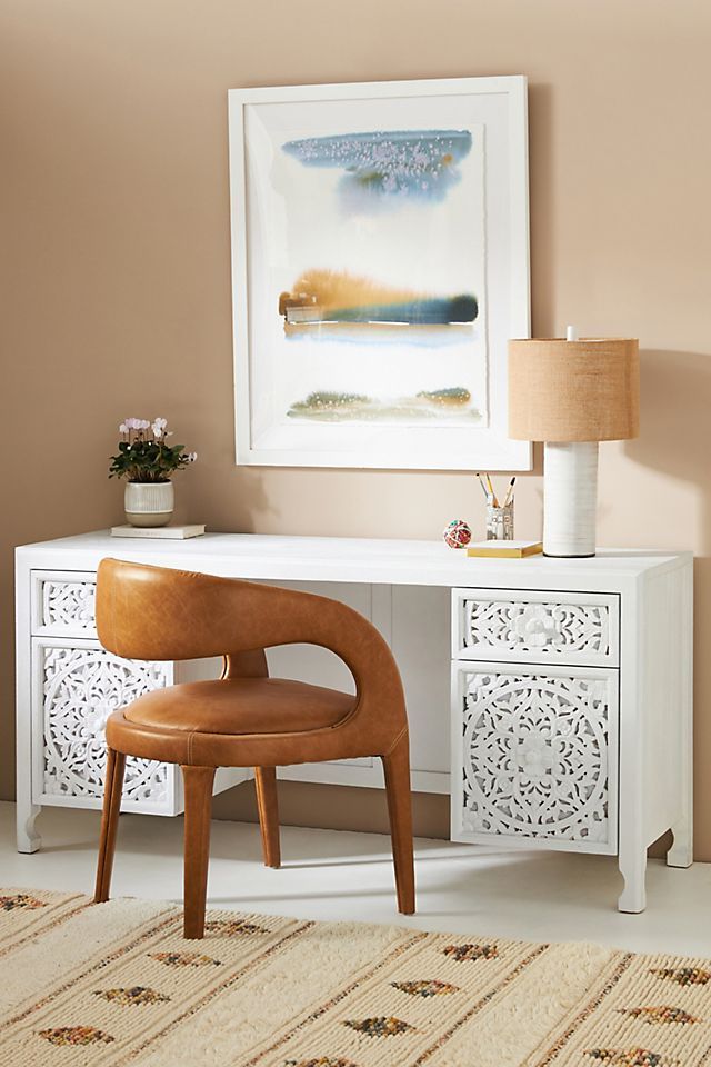 Handcarved Lombok Executive Desk | Anthropologie (US)