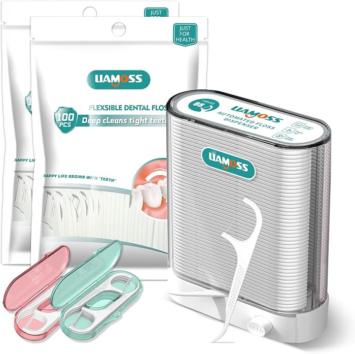 Dental Floss Picks Dispenser-308 Count Professional Cavity Resistant Flossers-LIAMOSS Automatic Pop Up Organiser Case-Intelligent Sealed Storage-Adults Best Dental Care Oral Tools | Amazon (US)