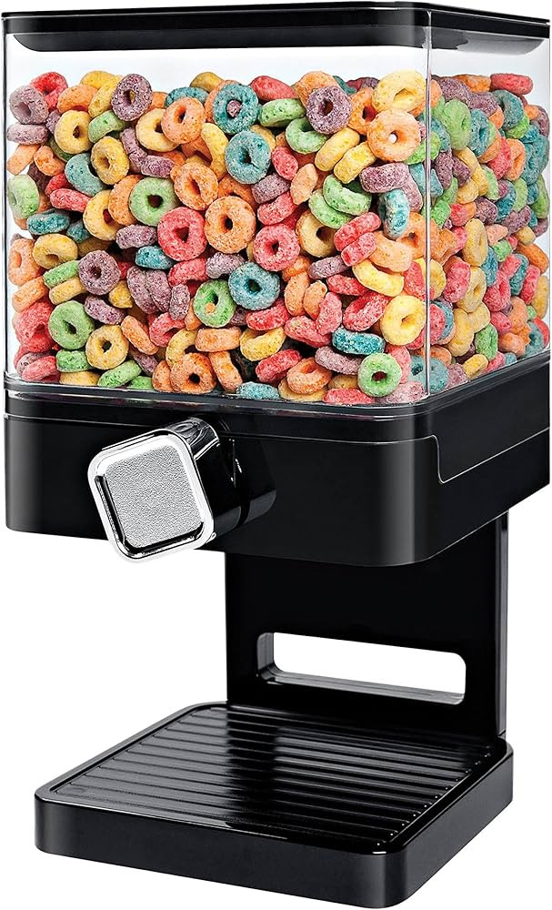 Honey-Can-Do Zevro Compact Dry Food Dispenser, Single Control, Black/Chrome | Amazon (US)