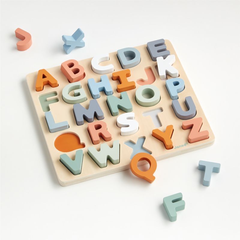 Janod Alphabet Wooden Baby Puzzle + Reviews | Crate & Kids | Crate & Barrel