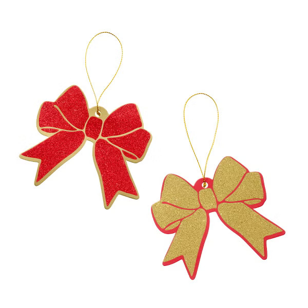 Design Design Glitter Bows Gift Tags Pkg/6 | The Container Store