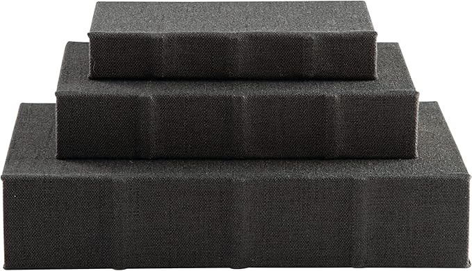 Signature Design by Ashley Jolina Vintage 3 Piece Faux Book Keepsake Storage Box Set, Black | Amazon (US)