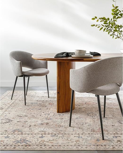 Becki Owens x Surya Davina Damask Area Rug , 6'7" x 9', Khaki | Amazon (US)
