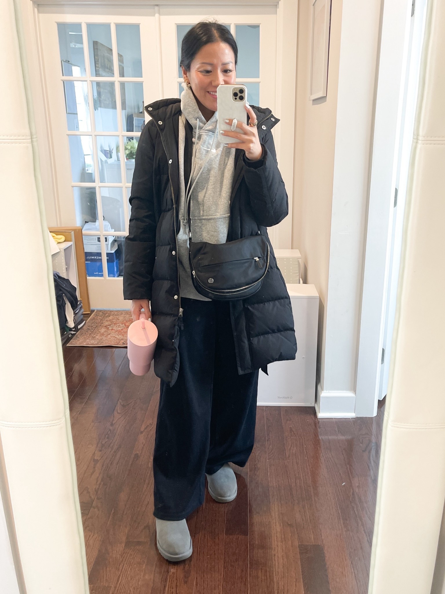 Size small hoodie and sweat pants
Uggs are true to size 
Size XS coat (exact one is older from J.Crew Factory- linked on Poshmark)

#LTKOver40 #LTKootd #LTKPetite