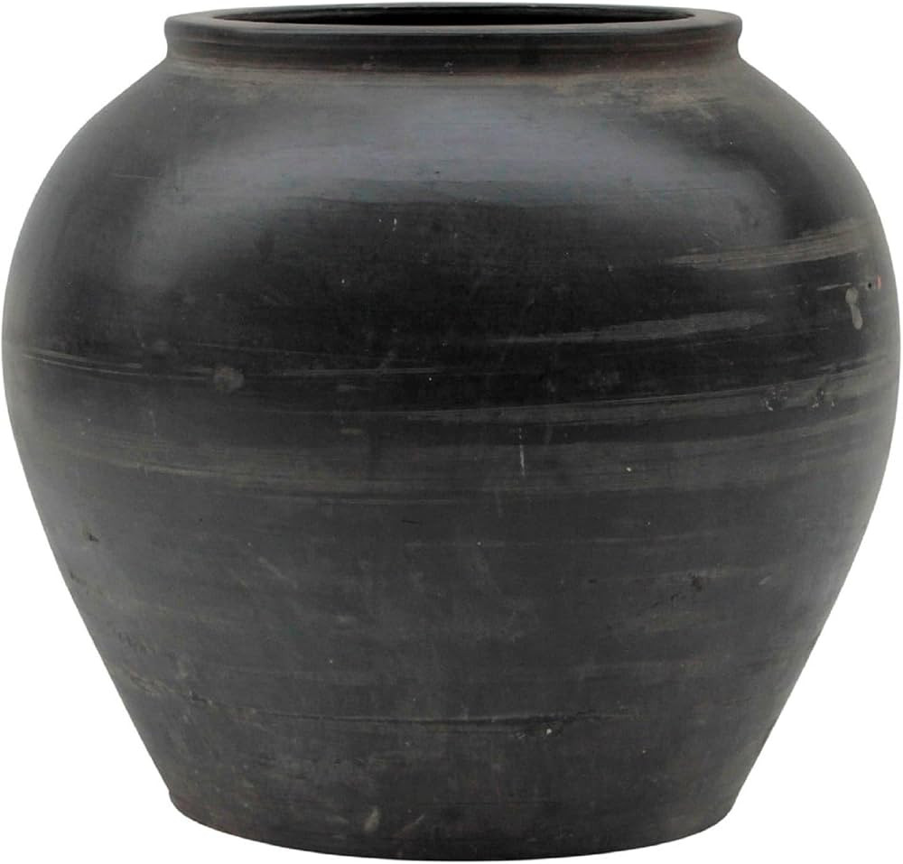 17" Extra Large Vintage Charcoal/Gray Pottery Pot (Size Finish Vary) Grey Ceramic | Amazon (US)