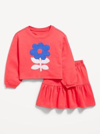 Long-Sleeve Graphic Sweatshirt and Skirt Set for Toddler Girls | Old Navy (CA)