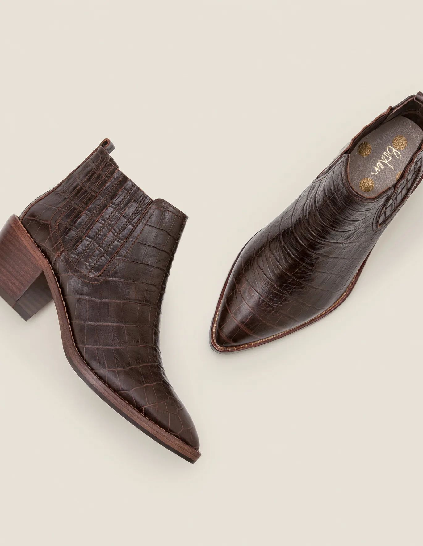 Burwell Ankle Boots - Dark Brown Croc | Boden (UK & IE)