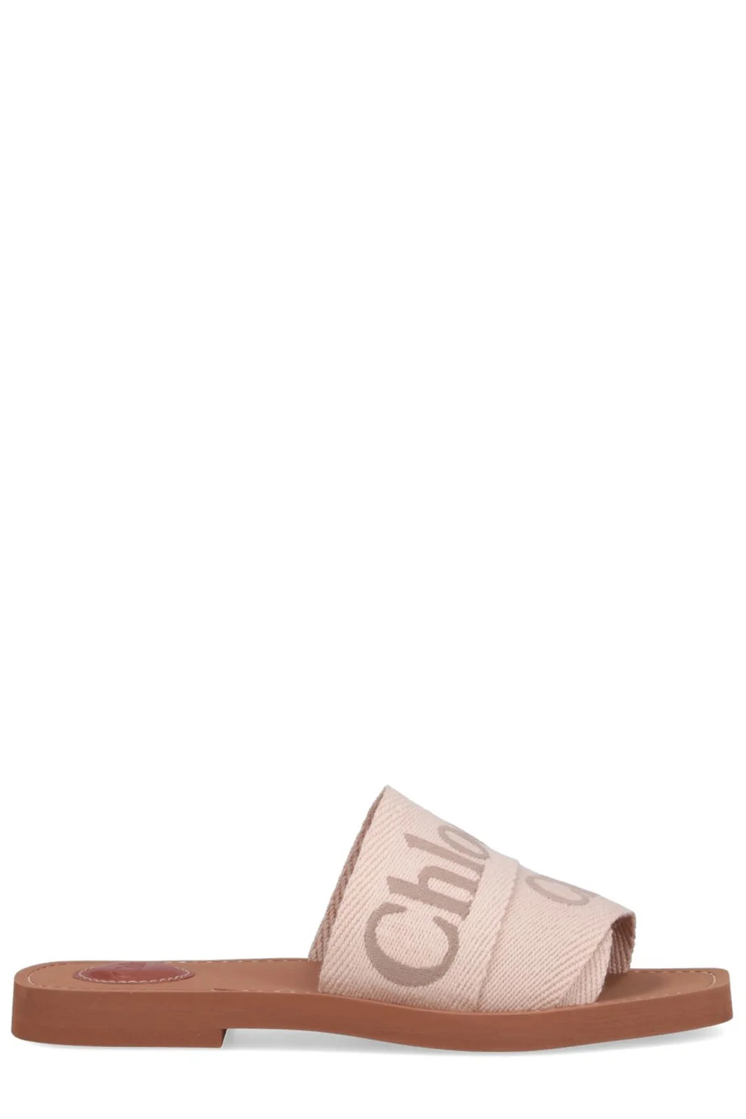 Chloé Woody Logo Embroidered Sandals | Cettire Global