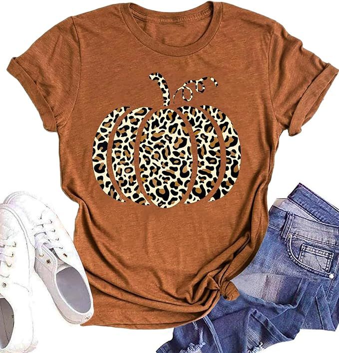 Halloween Pumpkin Graphic T-Shirt for Women Pumpkin Tee Tops Halloween Thanksgiving Gift Shirt To... | Amazon (US)