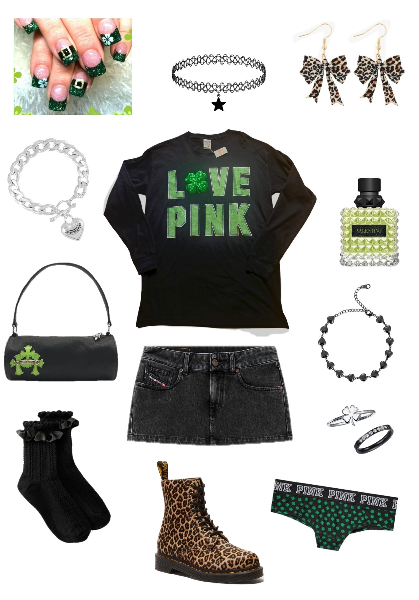 Black & green 2000s inspired St.Patricks day outfit 🖤💚