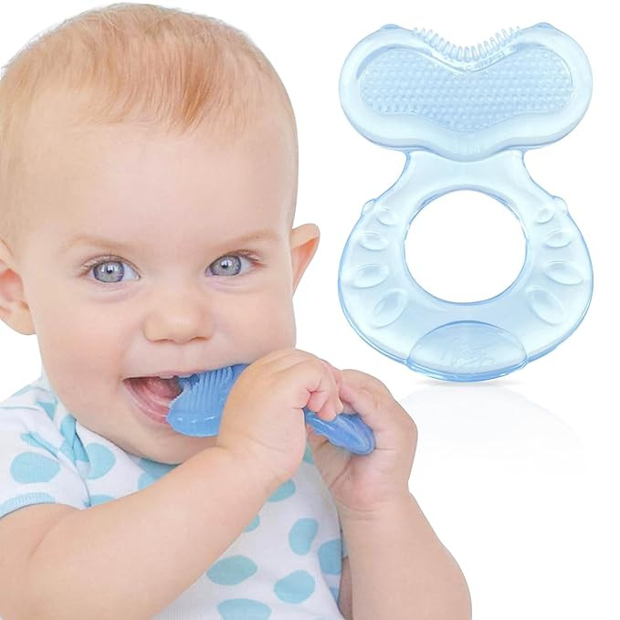 Nuby Silicone Teethe-eez Teether with Bristles, Includes Hygienic Case, Blue | Amazon (US)