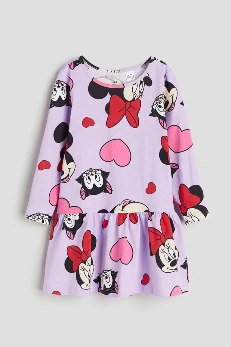 Patterned Cotton Dress - Light purple/Minnie Mouse - Kids | H&M US | H&M (US + CA)