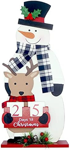 ANROD 16.5" Rustic Wood Christmas Snowman Countdown Calendar Decoration Indoor,Vintage Farmhouse Tab | Amazon (US)