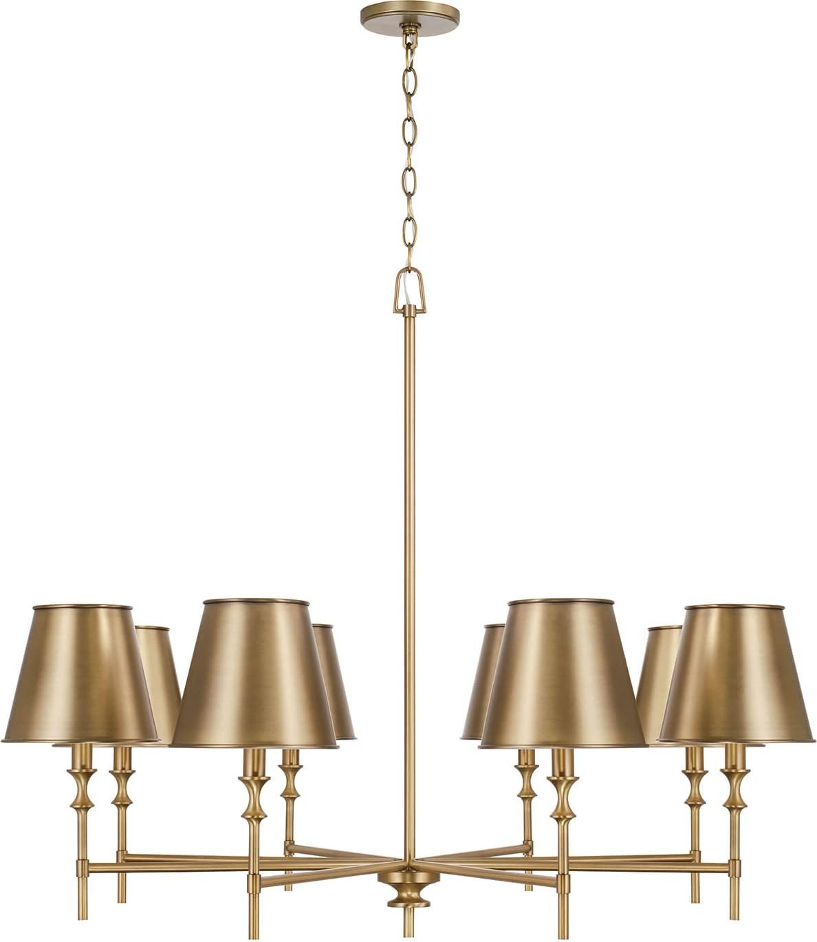 Capital Lighting 449781AD-707 Whitney Mid-Century Retro Vintage Metal Shade Chandelier, 8-Light 480 Total Watts, 33" H x 41" W, Aged Brass | Amazon (US)