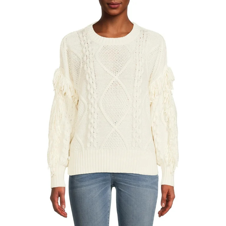 Time and Tru Women's Fringe Sweater - Walmart.com | Walmart (US)