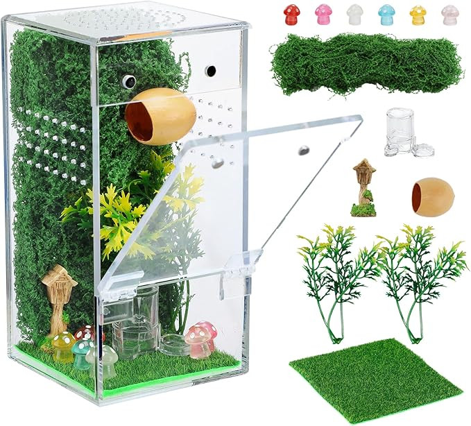 Escape Proof Jumping Spider Enclosure Kit - 3x3x6in Pre-Assembled Acrylic Terrarium with Magnetic... | Amazon (US)