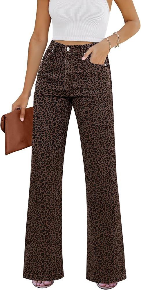 GRAPENT Flare Jeans for Women High Rise Wide Leg Baggy Stretchy Denim Pants | Amazon (US)