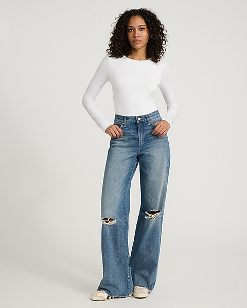 Supersoft Fitted Crew Neck Long Sleeve Bodysuit | Express