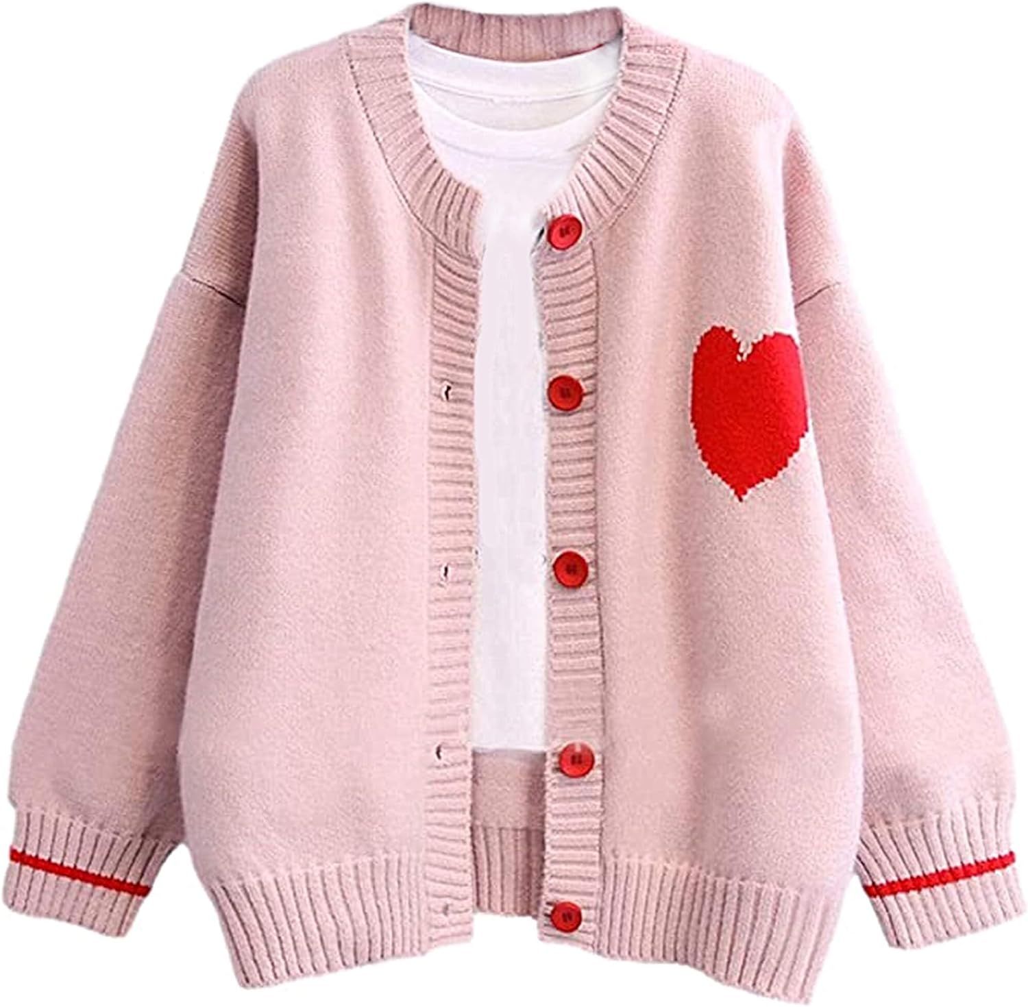 Women's Love Heart Knitted Cardigan Cute Sweater Y2K Button Down Outerwear S-2XL | Amazon (US)