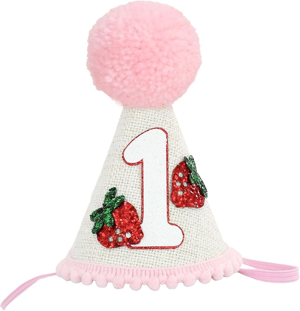 DCJHFJ Strawberry 1st Birthday Hat Pink Felt for First Baby Girl Sweet One Berry Themed Birthday ... | Amazon (US)