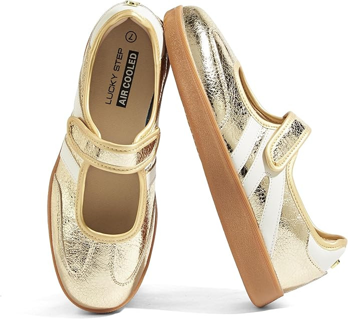 LUCKY STEP Women Gum Thin Sole Fashion Sneakers | Retro Casual Tennis Slip on Flat Loafers Skate ... | Amazon (US)