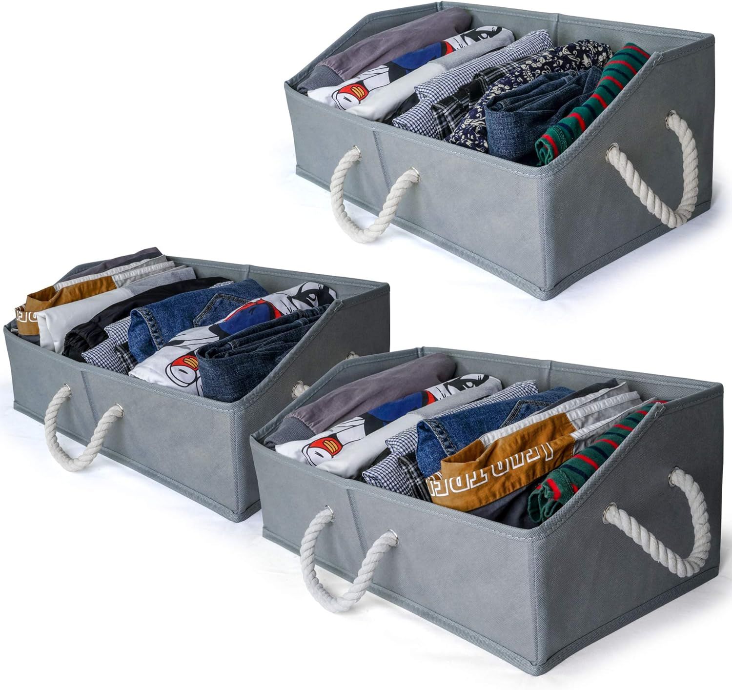 3 Closet Organizers and Storage Bins, Fabric Organizing Box Cubes, Decorative Laundry Baskets, Co... | Amazon (US)