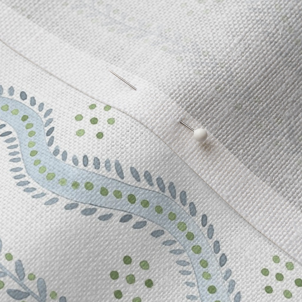 Half Scale Emma Stripe soft-blue-and-greens-on-white- Fabric | Spoonflower | Spoonflower