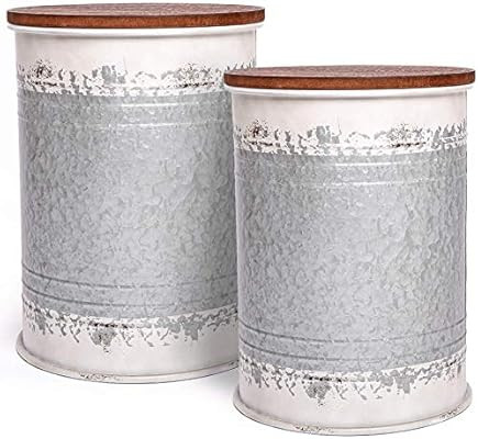 Farmhouse Accent Side Table - Galvanized Rustic End Table. Metal Storage Bin Wood Cover. Coffee o... | Amazon (US)