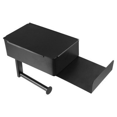 Unique Bargains Wall Mount With Phone Shelf for Kitchen Bathroom Toilet Paper Holder Black 1Pcs | Target