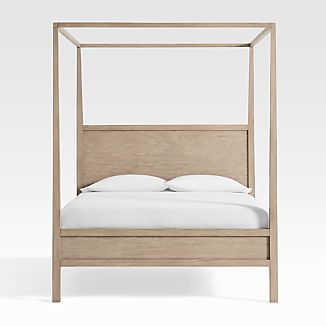 Keane Weathered Natural Queen Wood Canopy Bed + Reviews | Crate & Barrel | Crate & Barrel