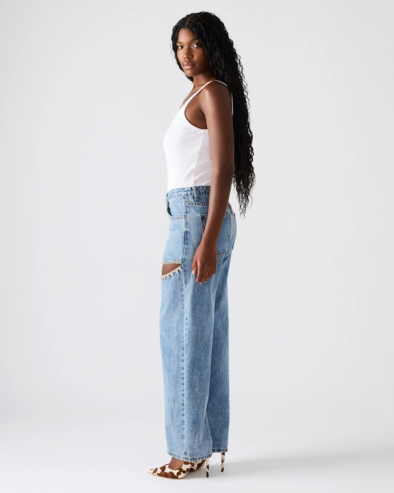 TAYLOR Jean Rhinestone Women's Cutout Jeans | Steve Madden (US)