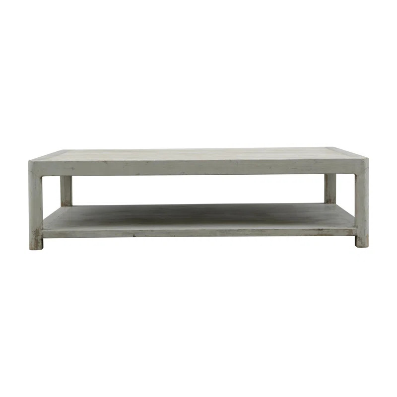 Lily's Living Peking Ming Coffee Table With Round Leg, 55 Inch Long, Off White | Wayfair North America