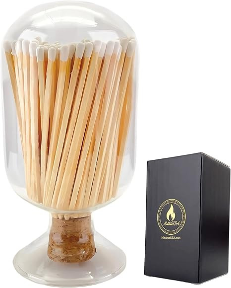 Large Cloche | Includes 4" Matches! | Decorative Glass Cloch | Bottle Jar Fireplace Candle Match ... | Amazon (US)