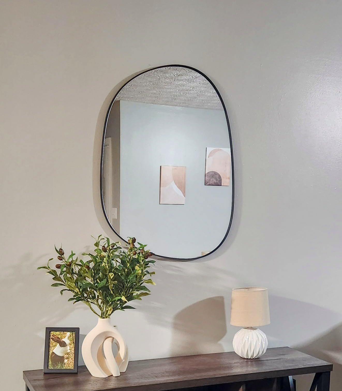 Asymmetrical Mirror for Wall Decor 21"*27", Modern Brass Framed Wall Mirror for Living Room Bathroom Bedroom Entryway ELE-STOU-0065G | Amazon (US)