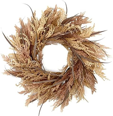 HERON Home Décor Artificial Harvest Pampas Wreath for Front Door Indoor Outdoor Real Touch Pampa... | Amazon (US)