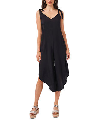 Vince Camuto Women's V-Neck Sleeveless Tie-Shoulder Angled-Hem Jumpsuit - Macy's | Macy's