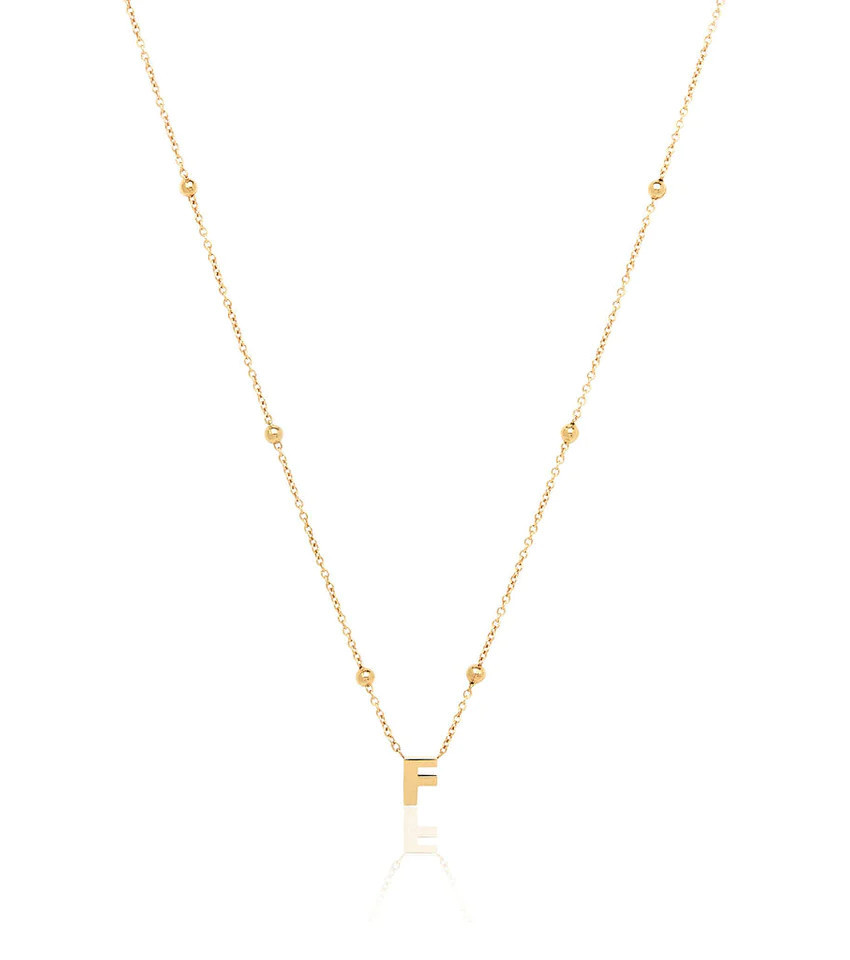 Mini Letter Sphere Chain Necklace (Gold) | Abbott Lyon