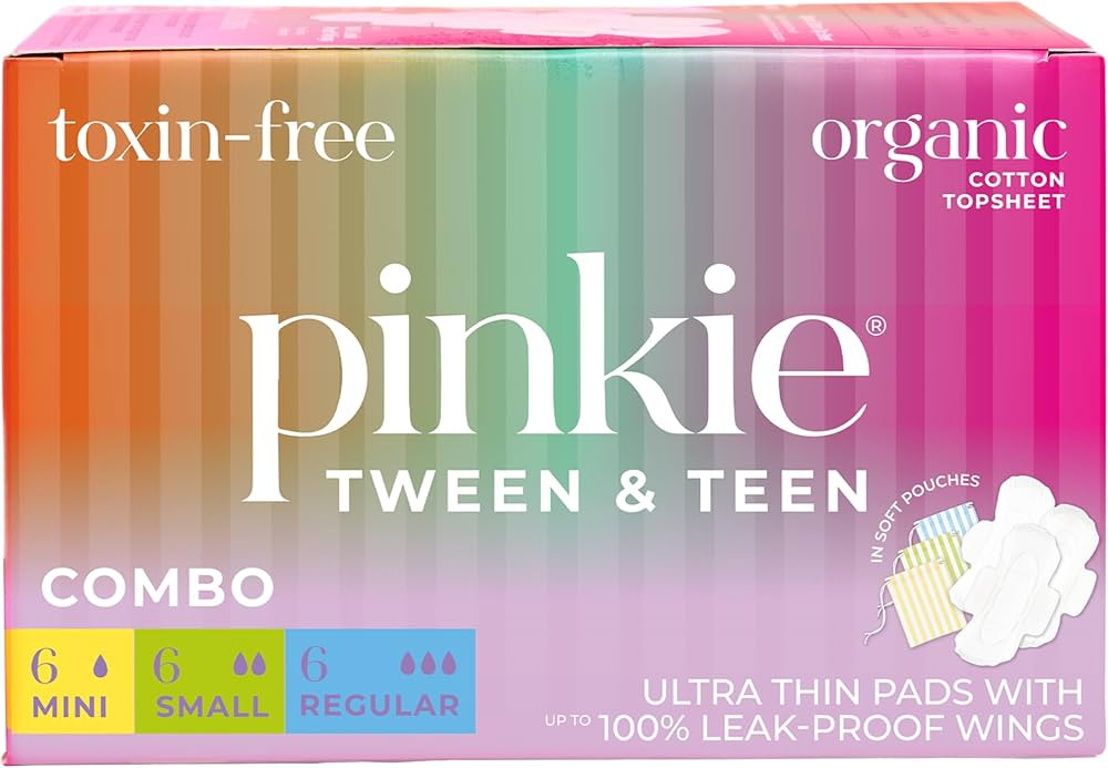 Pinkie Period Starter Pads - Designed for Smaller Underwear - Organic Cotton Topsheet Tween & Tee... | Amazon (US)