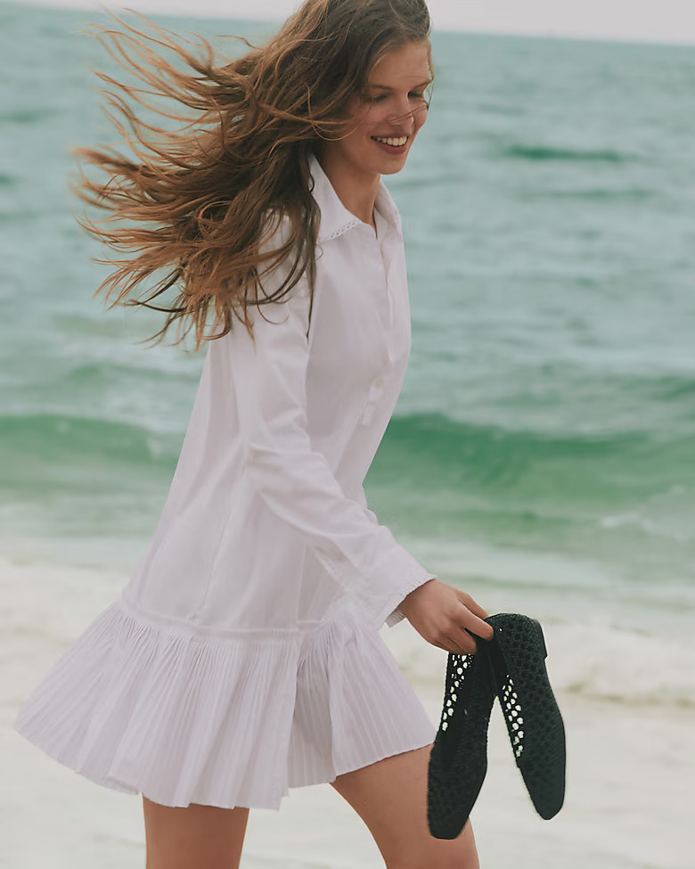 Amelia long-sleeve shirtdress in cotton poplin | J. Crew US
