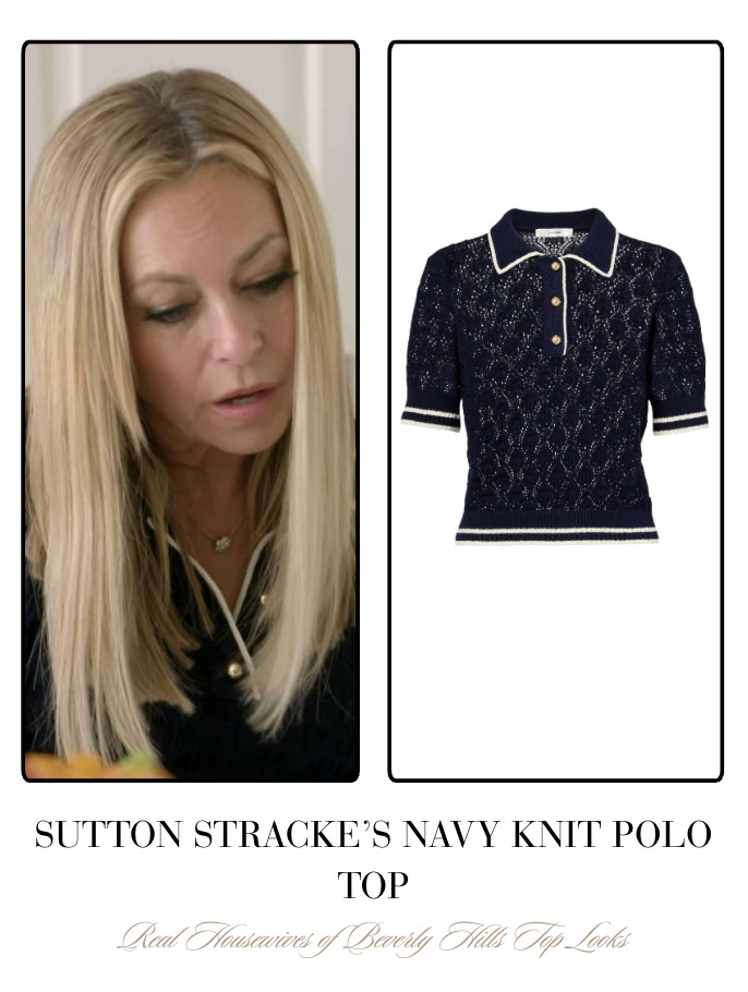 Sutton Stracke's Navy Knit Polo Top 

 