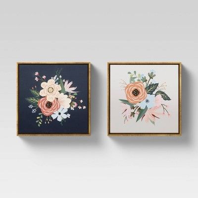 (Set of 2) 12" x 12" Floral Framed Wall Canvas - Opalhouse™ | Target
