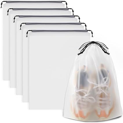 COIDEA Clear Shoe Bags for Travel 5 PCS, 15.7" x 11.8" Drawstring Travel Shoe Bags for Packing, W... | Amazon (US)