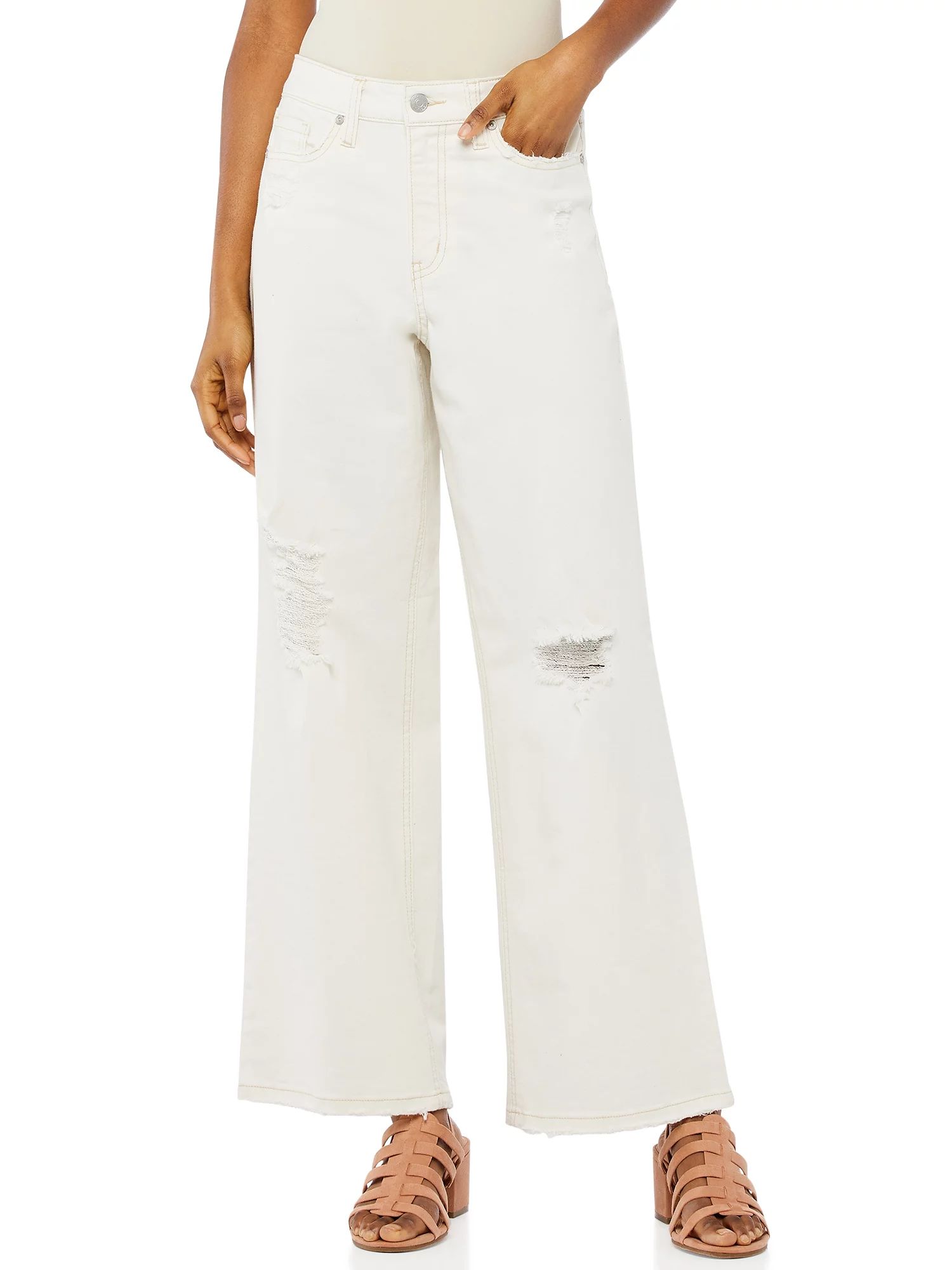 Scoop Women's Hi-Rise Wide Leg Crop Jeans | Walmart (US)