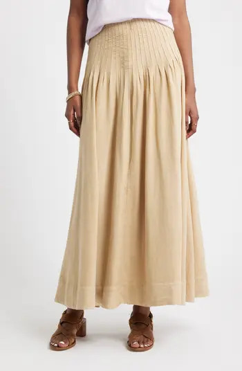 Pleat Accent Linen Blend Maxi Skirt | Nordstrom