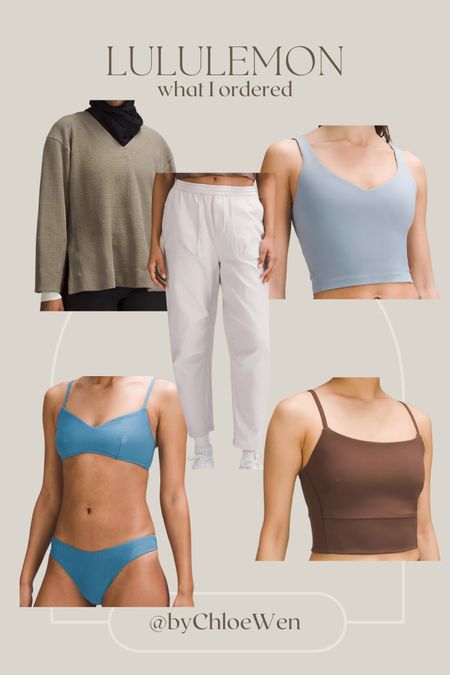 My new Lululemon order!! Excited to try their swim! 

Tops: size 4
Pants: size 2 
Swim bottom: size 4
Swim top size 4
Pullover sweater: size 2

Activewear, workout outfits, tank, swimsuit, loungewear 

#LTKSeasonal #LTKswim #LTKfit